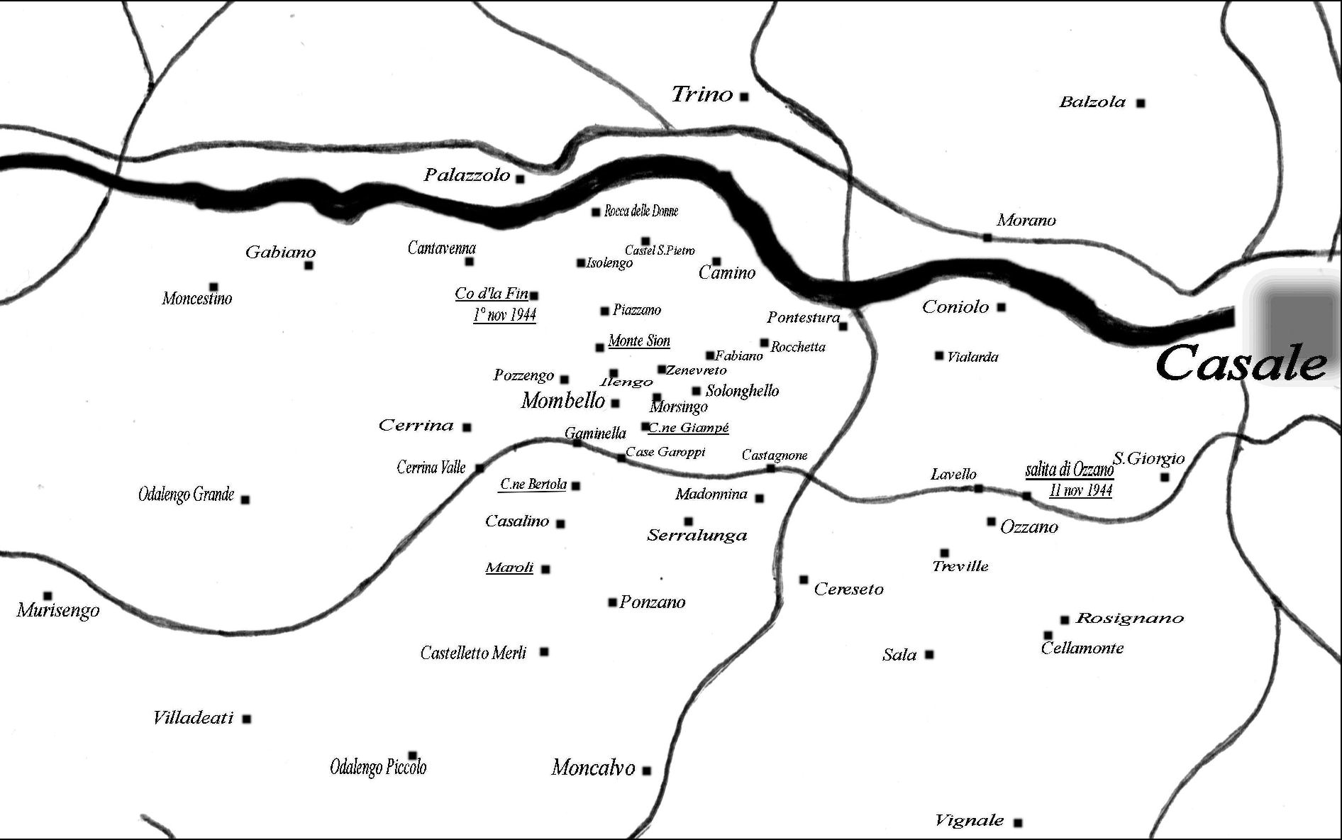 cartina del Basso Monferrato